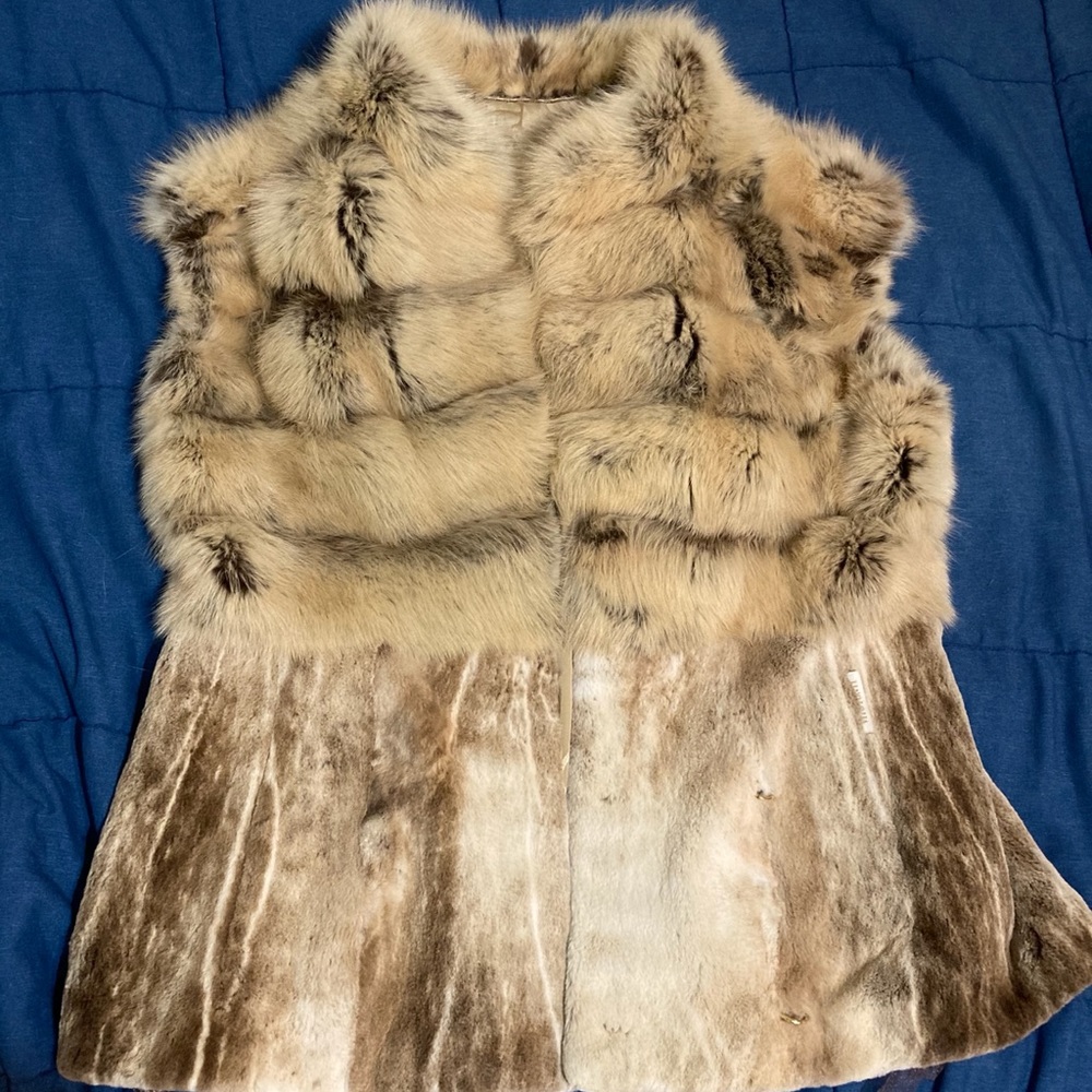SOLD. Fox fur and rabbit fur vest